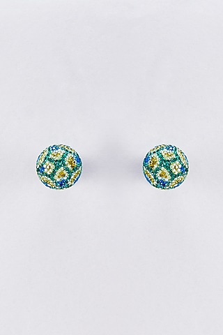 Green Swarovski Stud Earrings by Desi Bijouu