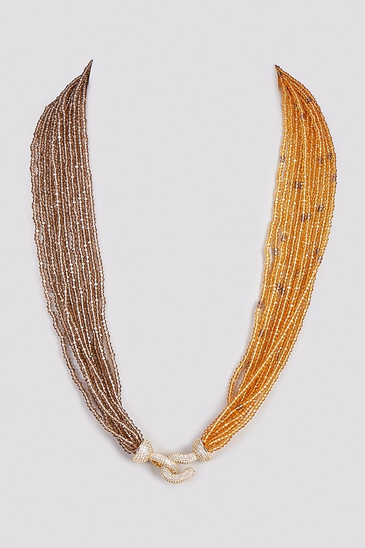 Rose Gold Finish Crystal Necklace by Desi Bijouu at Pernia's Pop Up Shop