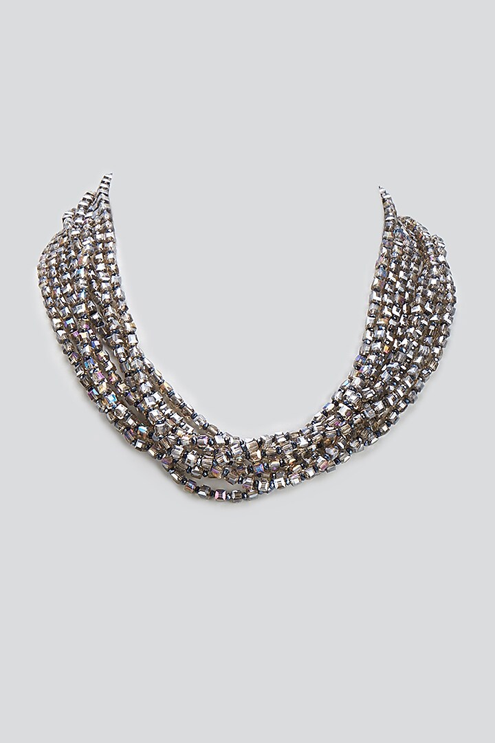 Grey Crystal Layered Necklace by Desi Bijouu at Pernia's Pop Up Shop