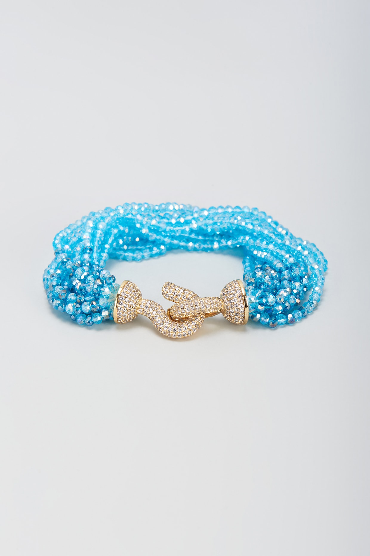 Buy Blue Crystal Beads And Stones Embellished Layered Bracelet by Desi  Bijouu Online at Aza Fashions.