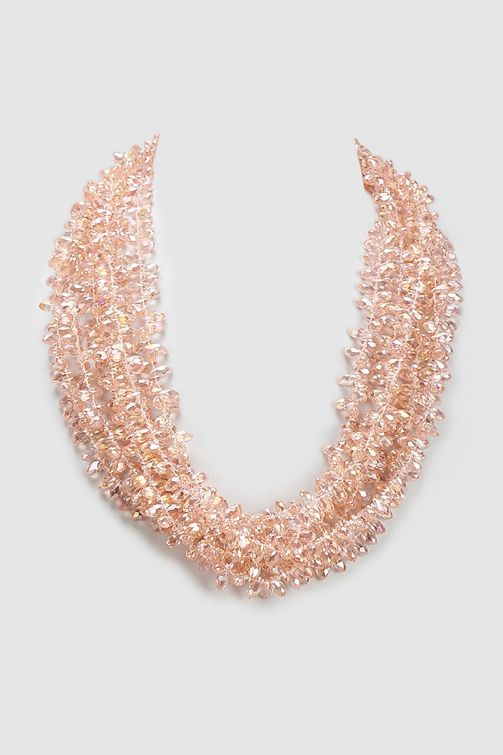 Peach Crystal Layered Necklace by Desi Bijouu