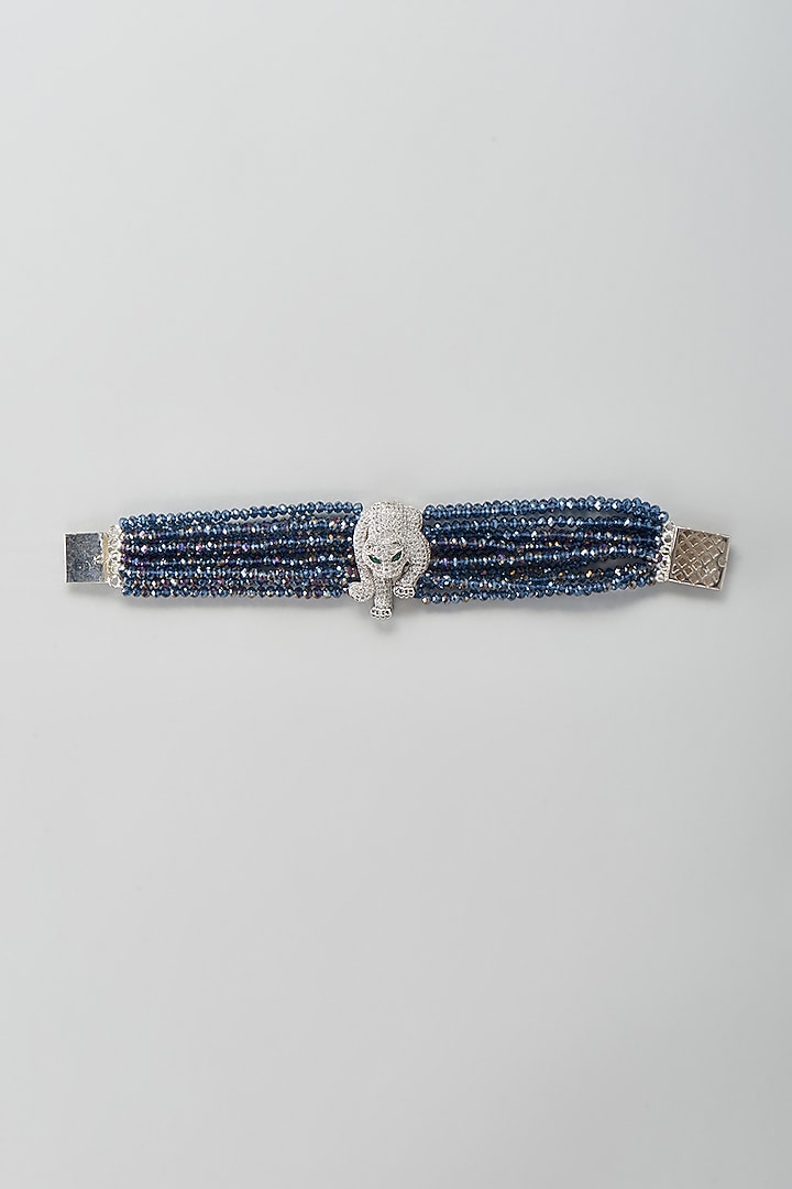 White Finish Crystal Bracelet by Desi Bijouu at Pernia's Pop Up Shop