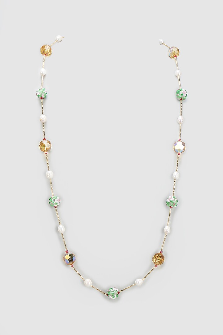 Gold Finish Swarovski Mala by Desi Bijouu at Pernia's Pop Up Shop