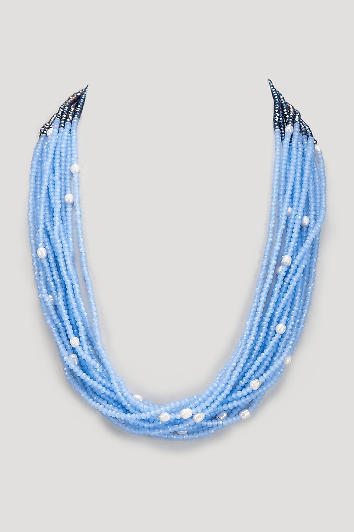 Blue Freshwater Pearl And Crystal Necklace By Desi Bijouu At Pernias Pop