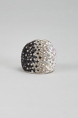 White Finish Swarovski Ring by Desi Bijouu