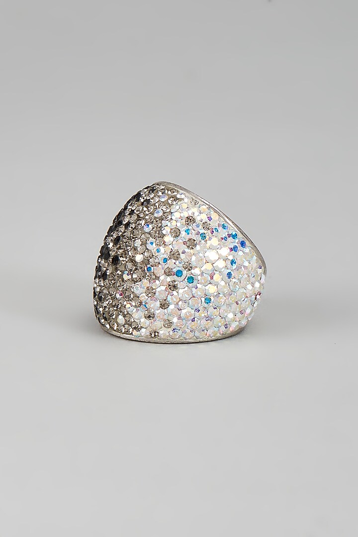 White Finish Swarovski Ring by Desi Bijouu at Pernia's Pop Up Shop