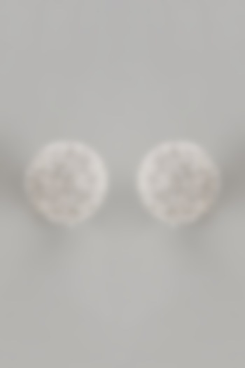 White Finish Swarovski Stud Earrings by Desi Bijouu at Pernia's Pop Up Shop