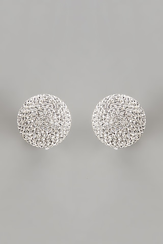White Finish Swarovski Stud Earrings by Desi Bijouu