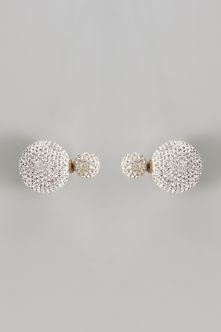 White Finish Swarovski Stud Earrings by Desi Bijouu at Pernia's Pop Up Shop
