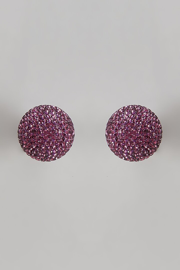 White Finish Swarovski Stud Earrings by Desi Bijouu at Pernia's Pop Up Shop