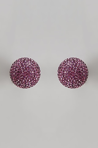 White Finish Swarovski Stud Earrings by Desi Bijouu
