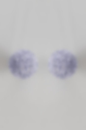 White Finish Swarovski Stud Earrings by Desi Bijouu at Pernia's Pop Up Shop