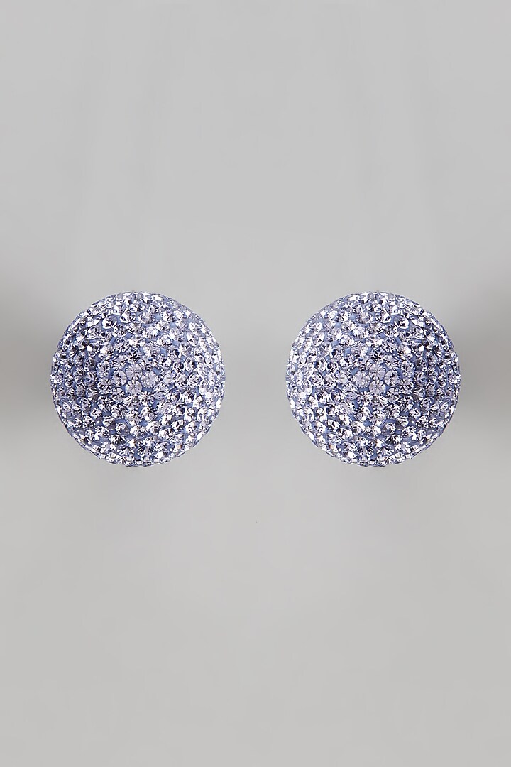 White Finish Swarovski Stud Earrings by Desi Bijouu at Pernia's Pop Up Shop