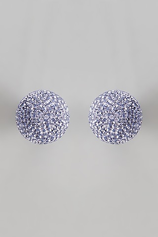 White Finish Swarovski Stud Earrings by Desi Bijouu