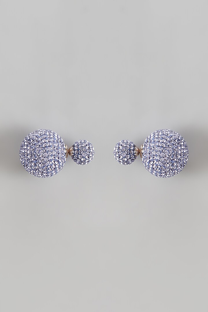 White Finish Swarovski Stud Earrings by Desi Bijouu at Pernia's Pop Up Shop