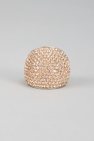 White Finish Swarovski Ring by Desi Bijouu