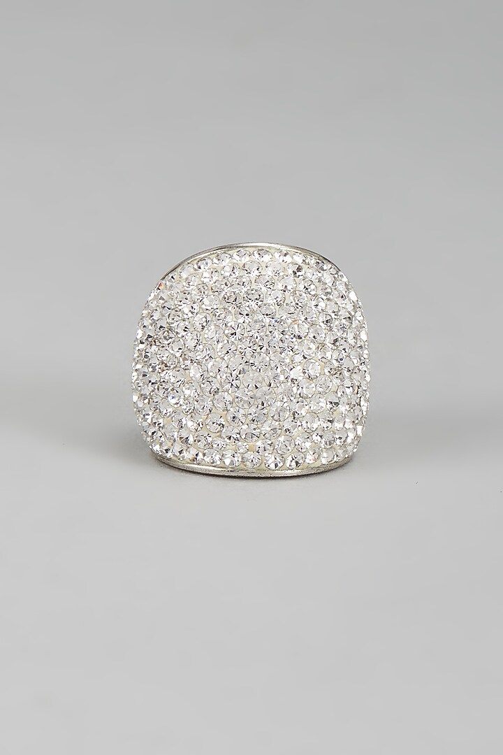 White Finish Swarovski Ring by Desi Bijouu at Pernia's Pop Up Shop