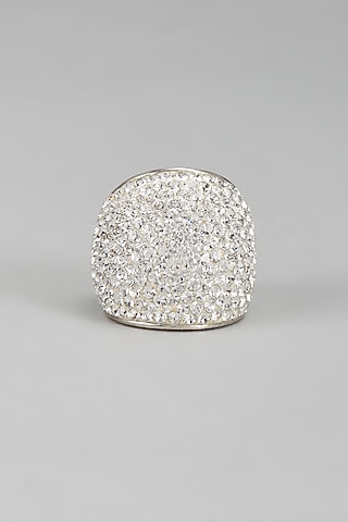 White Finish Swarovski Ring by Desi Bijouu