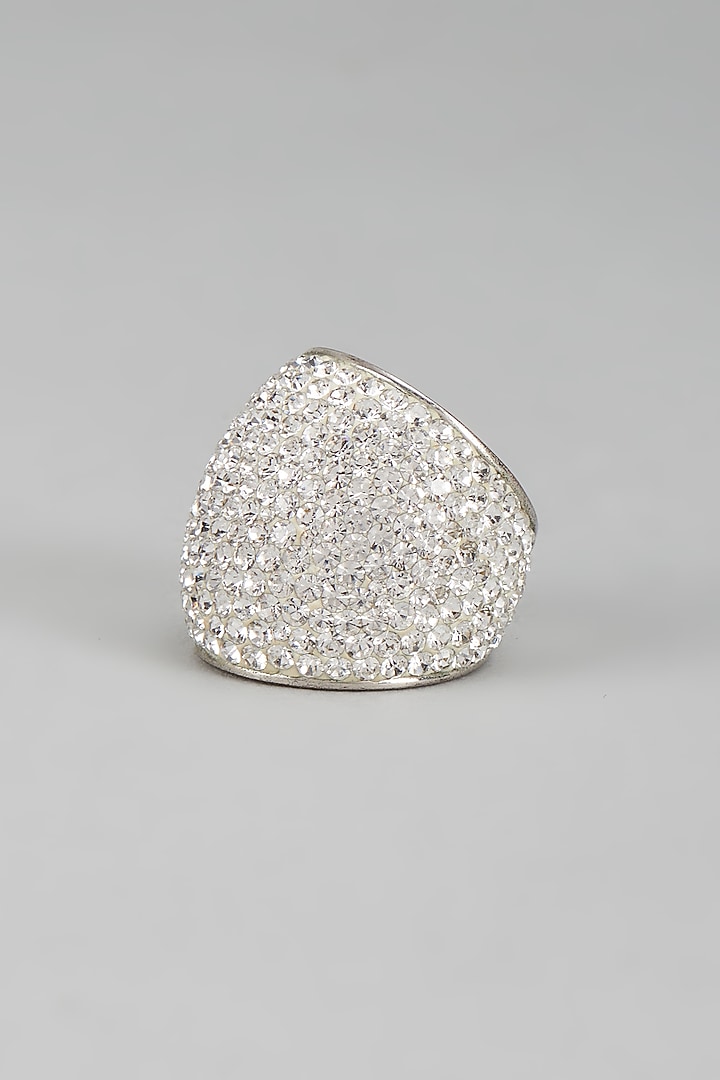 White Finish Swarovski Ring by Desi Bijouu at Pernia's Pop Up Shop