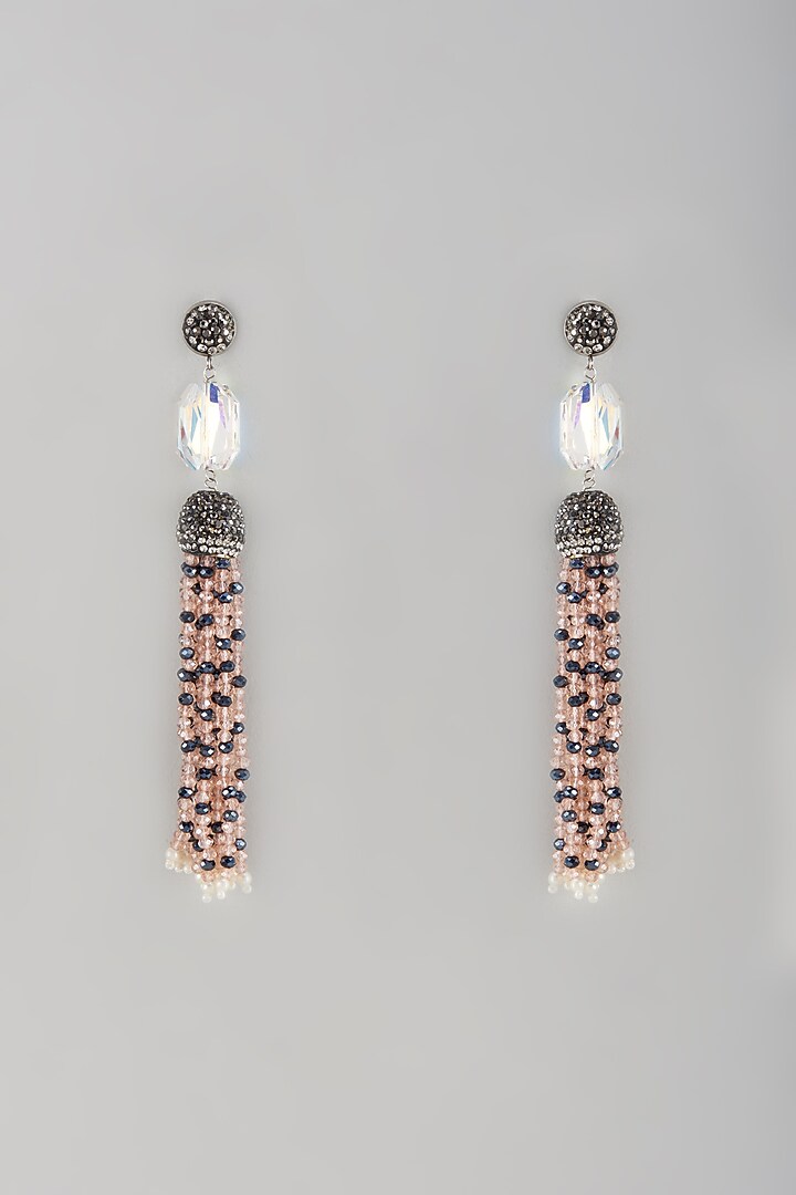 Black Rhodium Finish Swarovski Crystal Dangler Earrings by Desi Bijouu at Pernia's Pop Up Shop