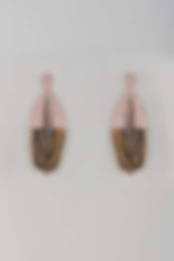 Rose Gold Finish Crystal Dangler Earrings by Desi Bijouu