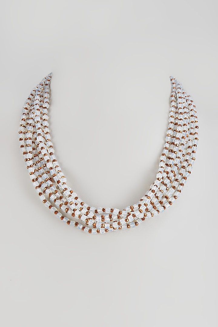 White Crystal Necklace by Desi Bijouu