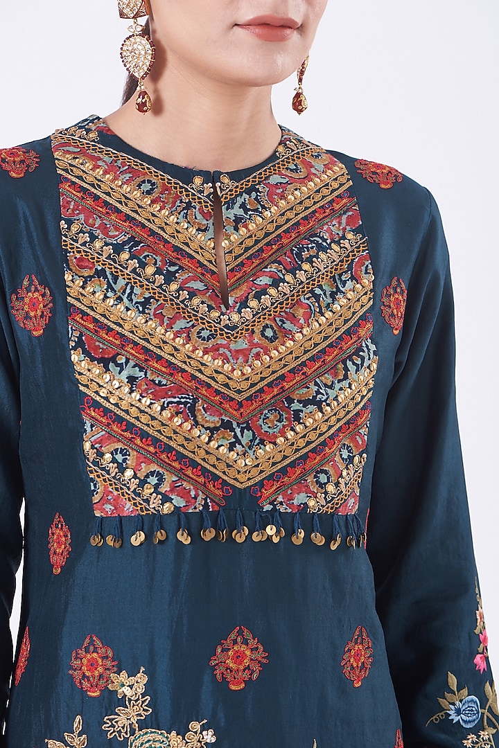 Opal Blue Mulmul Bridal Sharara Set by Debyani at Pernia's Pop Up Shop