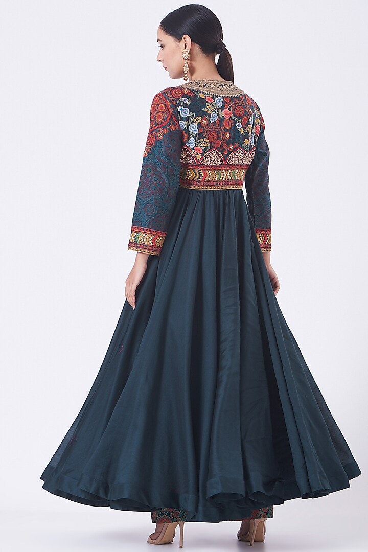 Opal Blue Mulmul Long Tunic Set by Debyani at Pernia's Pop Up Shop