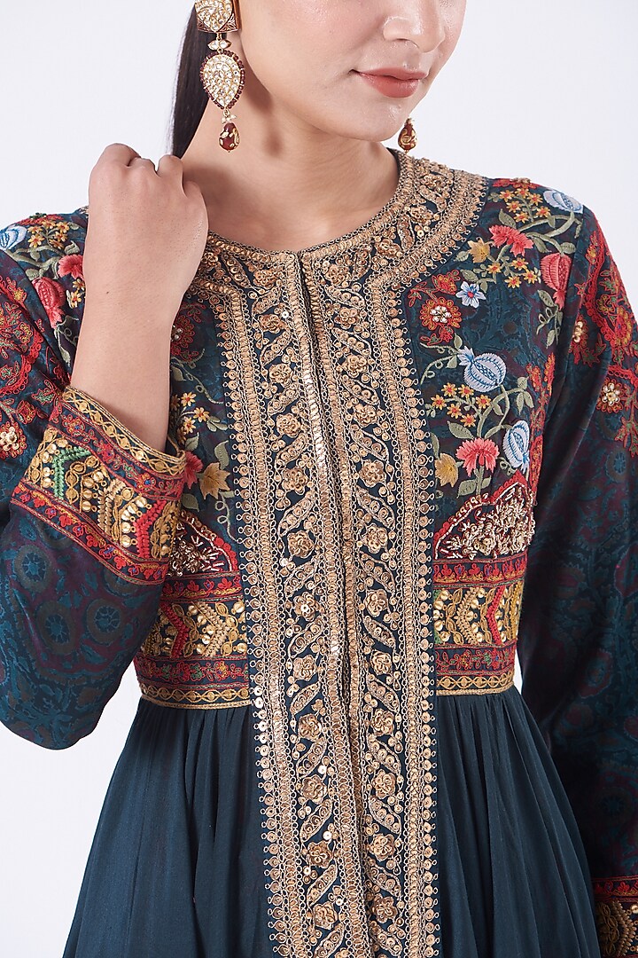 Opal Blue Mulmul Long Tunic Set by Debyani at Pernia's Pop Up Shop