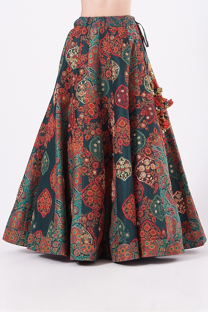 Blue Printed Bridal Lehenga Set by Debyani at Pernia's Pop Up Shop