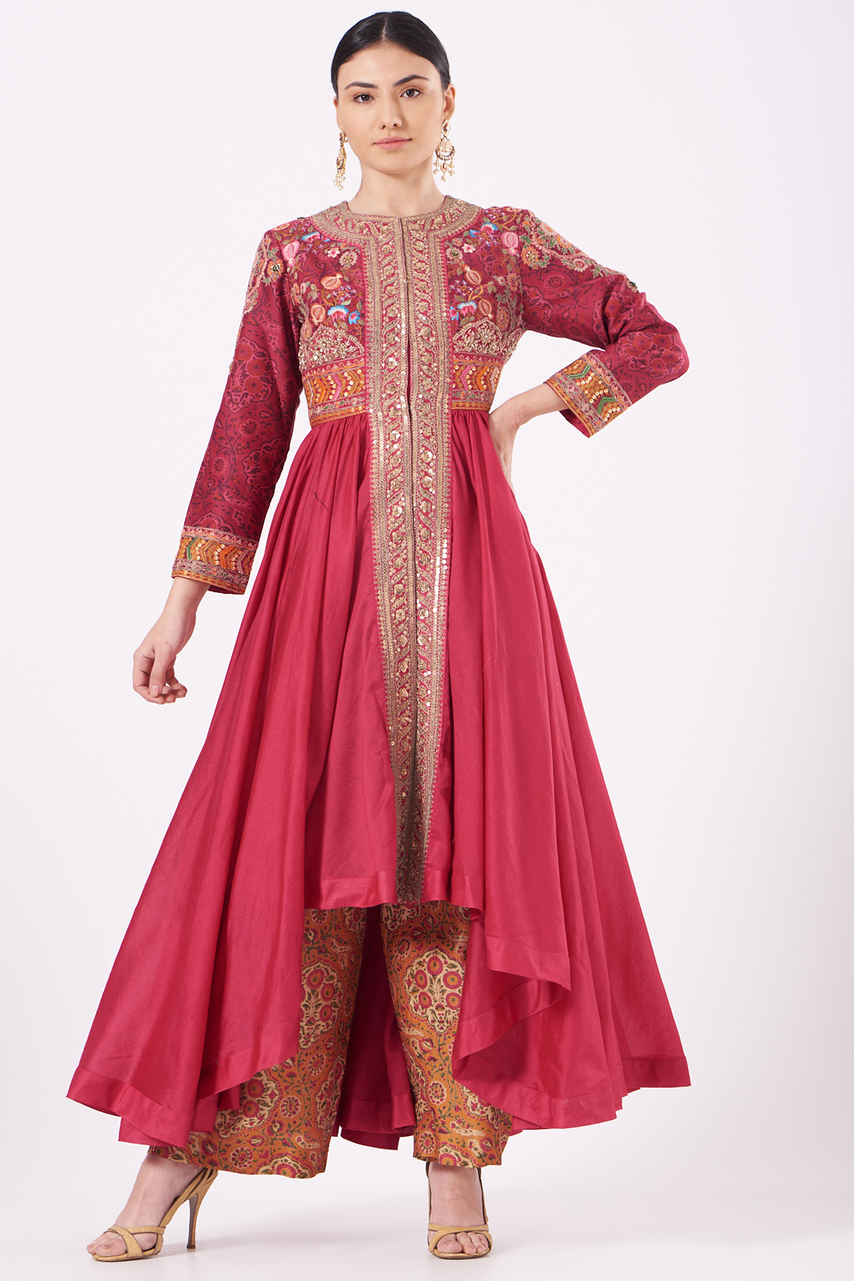 Dark Red Printed Tunic Set by Debyani at Pernia's Pop Up Shop