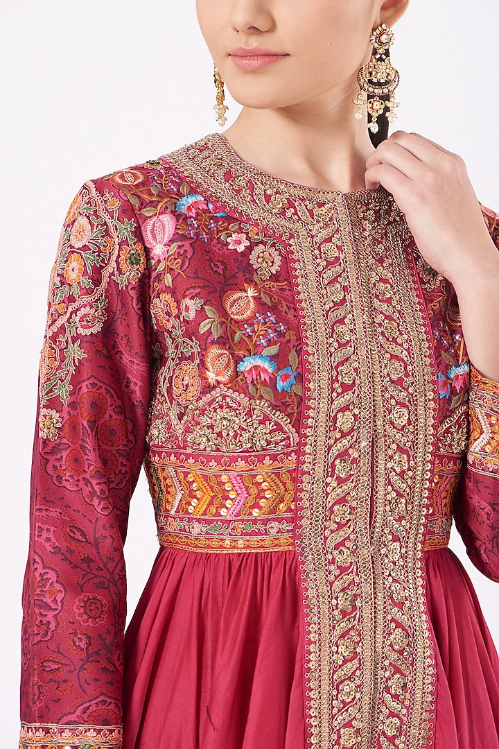 Dark Red Printed Tunic Set by Debyani at Pernia's Pop Up Shop