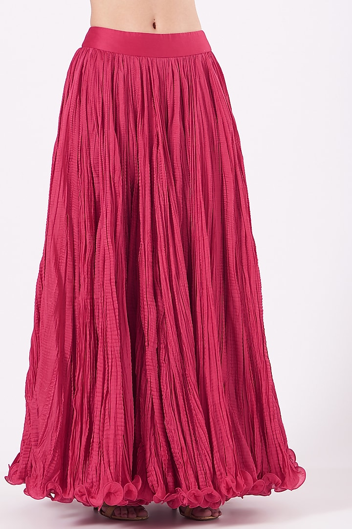 Dark Red Organza Jacket Set by Debyani at Pernia's Pop Up Shop