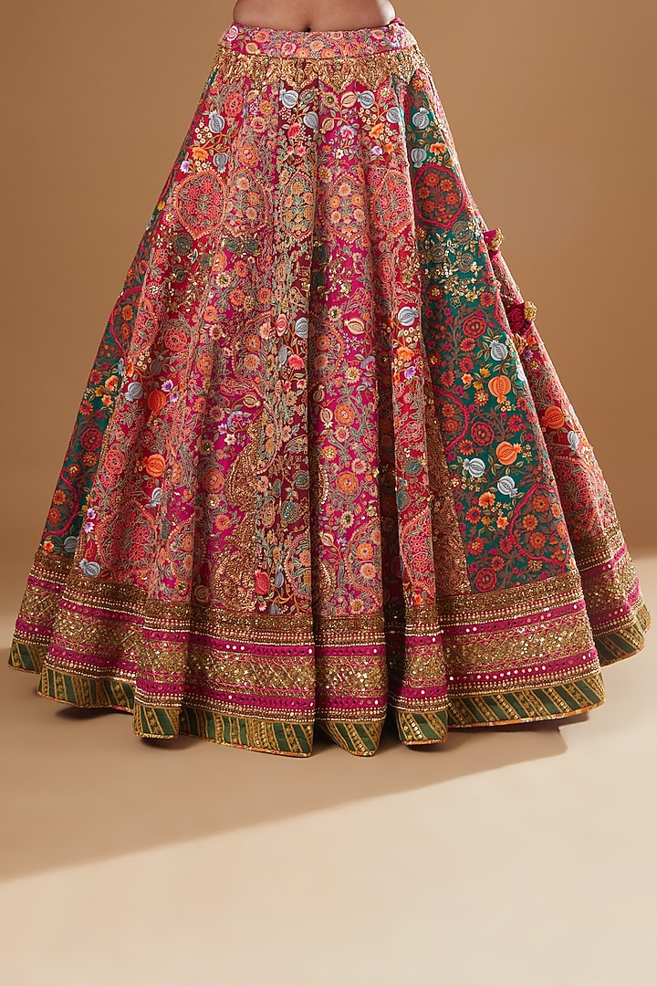 Pink Chanderi Embroidered Bridal Lehenga Set by Debyani at Pernia's Pop Up Shop