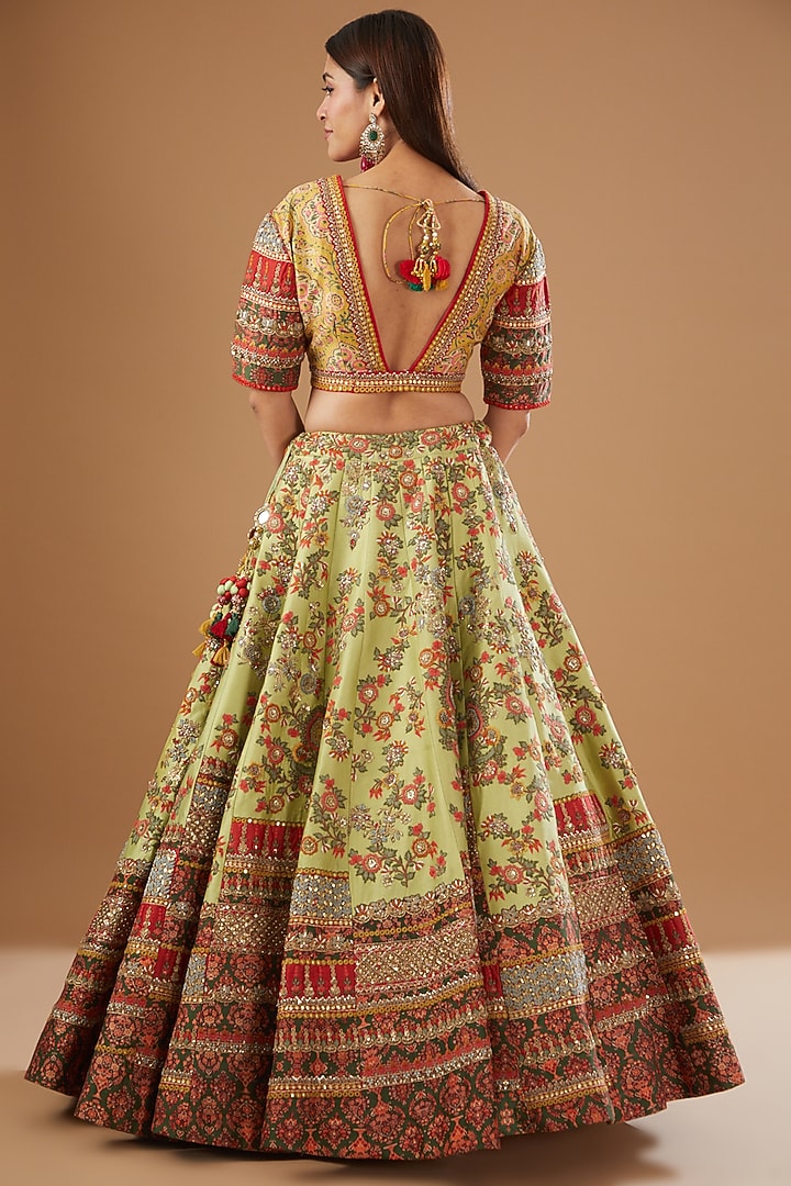 Yellow Raw Silk & Mulmul Bridal Lehenga Set by Debyani at Pernia's Pop Up Shop