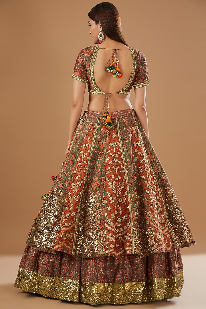 Brown Chanderi & Mulmul Bridal Lehenga Set by Debyani at Pernia's Pop Up Shop