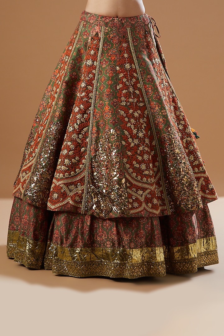 Brown Chanderi & Mulmul Bridal Lehenga Set by Debyani at Pernia's Pop Up Shop