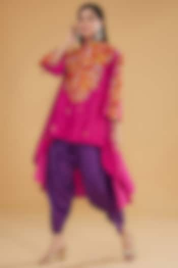 Purple Chanderi Silk Dhoti Set by Debyani at Pernia's Pop Up Shop