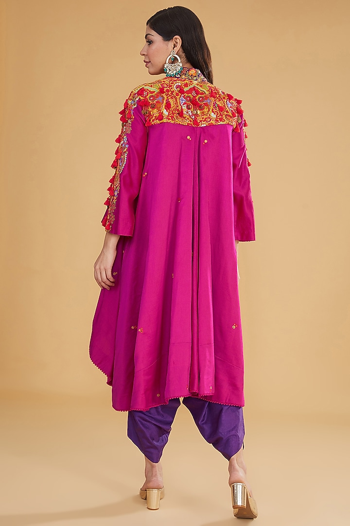 Purple Chanderi Silk Dhoti Set by Debyani at Pernia's Pop Up Shop