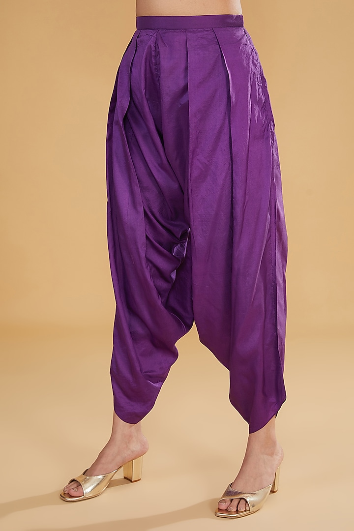 Purple Chanderi Silk Dhoti Set by Debyani at Pernia's Pop Up Shop