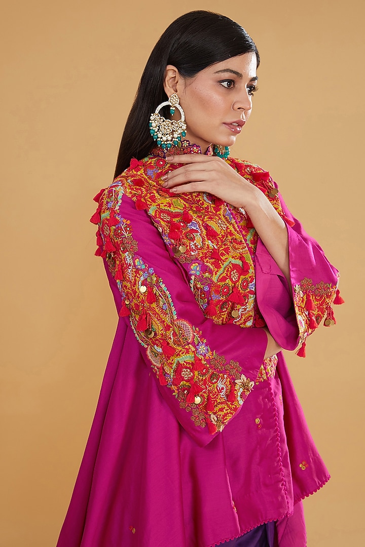 Purple Chanderi Silk Dhoti Set by Debyani at Pernia's Pop Up Shop