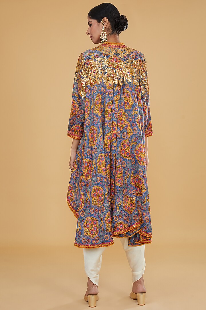 Multi-Colored Chanderi Sequins Jacket Set by Debyani at Pernia's Pop Up Shop