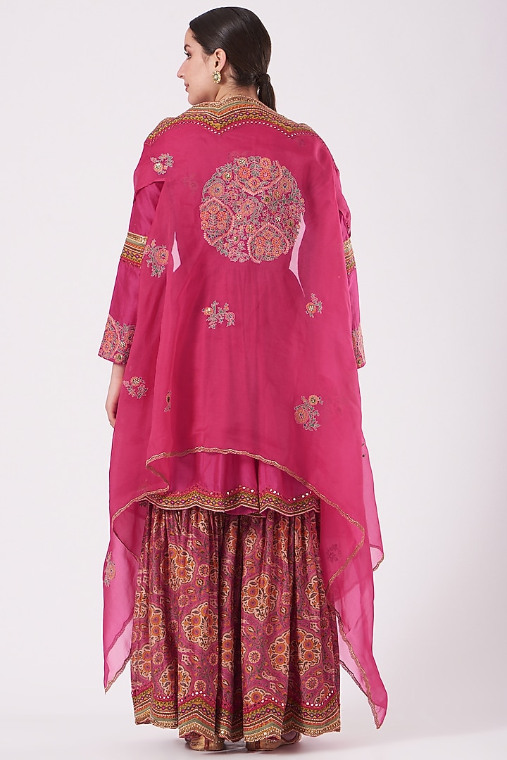 Magenta Printed Bridal Sharara Set by Debyani at Pernia's Pop Up Shop