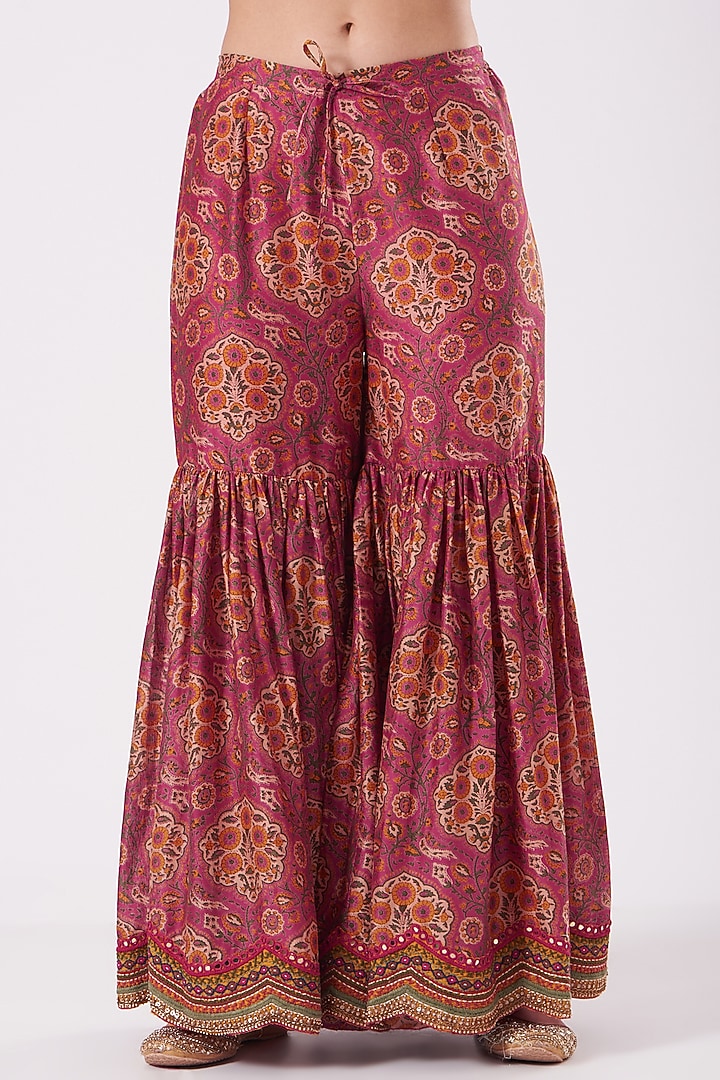 Magenta Printed Bridal Sharara Set by Debyani at Pernia's Pop Up Shop