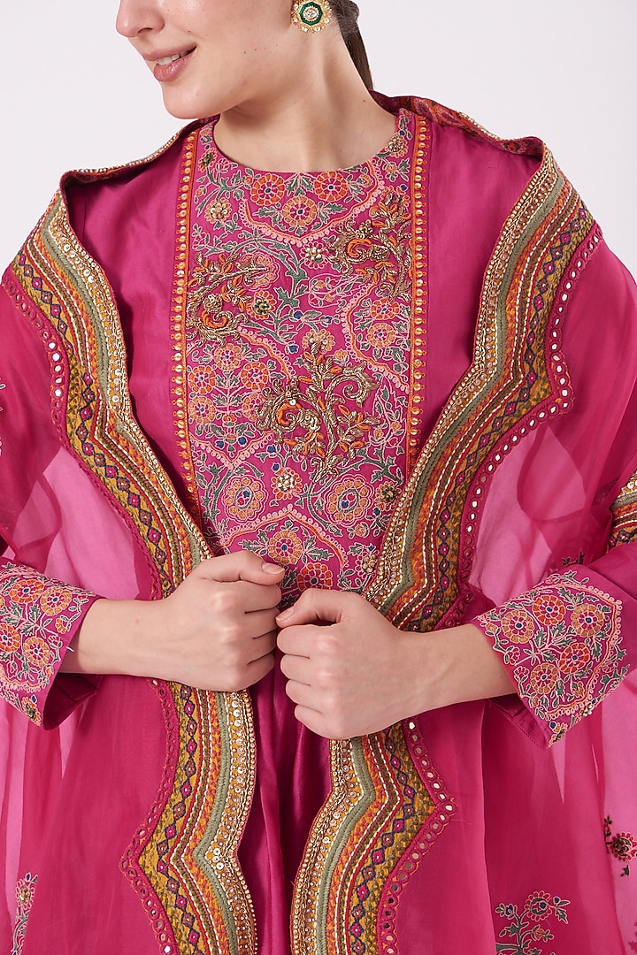 Magenta Printed Bridal Sharara Set by Debyani at Pernia's Pop Up Shop