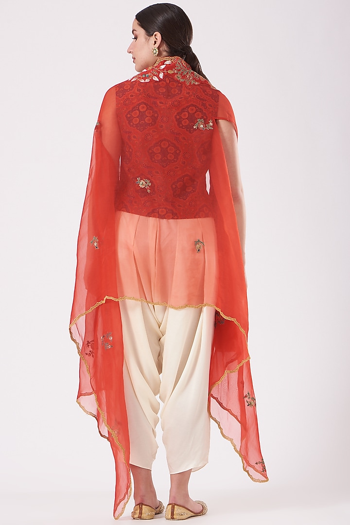 Red Printed Cape Set by Debyani at Pernia's Pop Up Shop