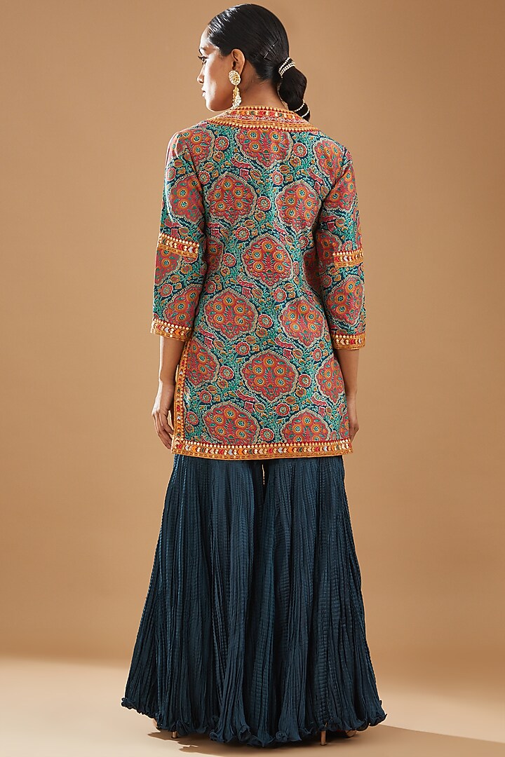 Blue Crushed Bridal Sharara Set by Debyani at Pernia's Pop Up Shop