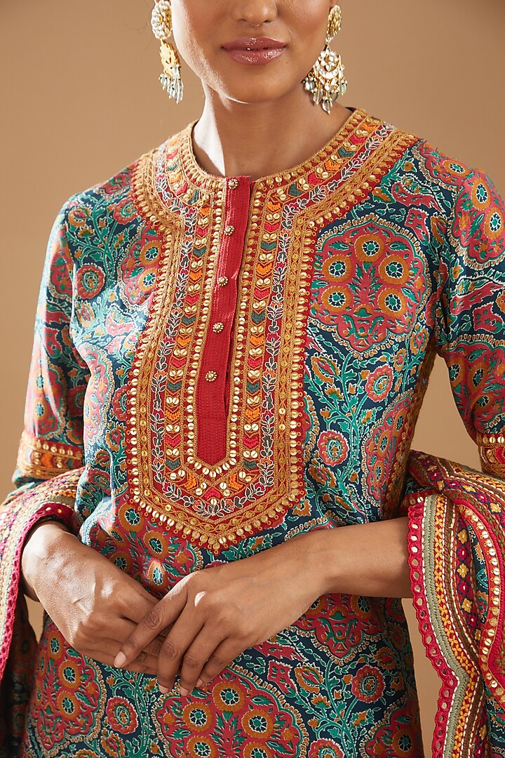 Blue Crushed Bridal Sharara Set by Debyani at Pernia's Pop Up Shop