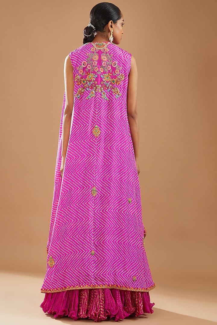 Pink Crushed Wedding Lehenga Set by Debyani at Pernia's Pop Up Shop