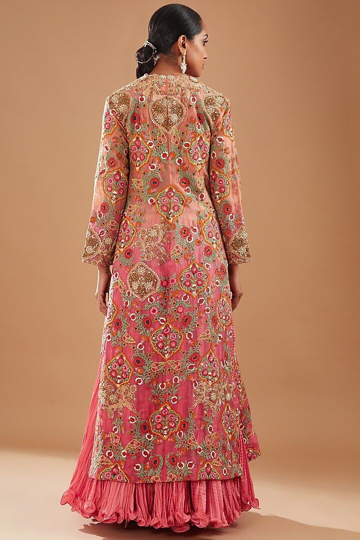 Multi-Colored Organza Embroidered Jacket Set by Debyani at Pernia's Pop Up Shop